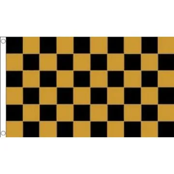 DRAPEAU DAMIER NOIR ET JAUNE OR 150x90cm - DRAPEAU À DAMIERS 90 x 150 cm - DRAPEAUX