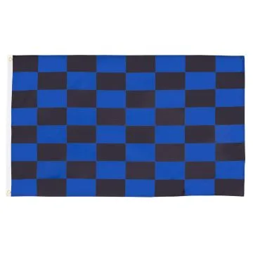 DRAPEAU DAMIER NOIR ET BLEU 150x90cm - DRAPEAU À DAMIERS 90 x 150 cm - DRAPEAUX