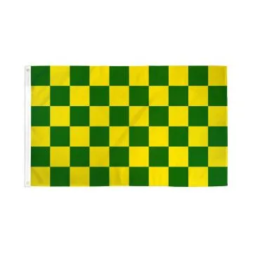DRAPEAU DAMIER VERT ET JAUNE 150x90cm - DRAPEAU À DAMIERS 90 x 150 cm - DRAPEAUX