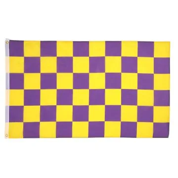 DRAPEAU DAMIER VIOLET ET JAUNE 150x90cm - DRAPEAU À DAMIERS 90 x 150 cm - DRAPEAUX