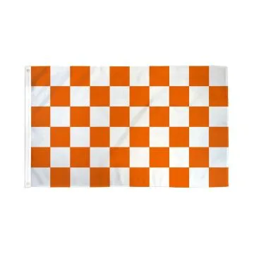 DRAPEAU DAMIER ORANGE ET BLANC 150x90cm - DRAPEAU À DAMIERS 90 x 150 cm - DRAPEAUX