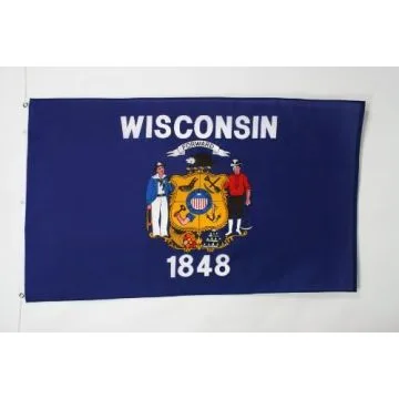 DRAPEAU WISCONSIN 150x90cm - DRAPEAU ETAT AMÉRICAIN - USA - ETATS-UNIS 90 x 150 cm - DRAPEAUX