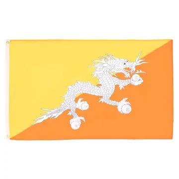 DRAPEAU BHOUTAN 150x90cm - DRAPEAU BHOUTANAIS 90 x 150 cm - DRAPEAUX