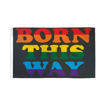 DRAPEAU ARC-EN-CIEL BORN THIS WAY 150x90cm - DRAPEAU GAY - RAINBOW 90 x 150 cm - DRAPEAUX
