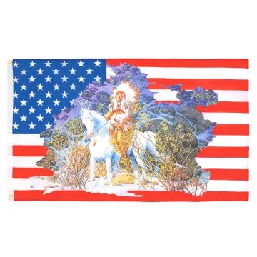 DRAPEAU USA CHEF INDIEN 150x90cm - DRAPEAU AMÉRICAIN - ETATS-UNIS 90 x 150 cm - DRAPEAUX