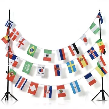 GUIRLANDE 13 mètres 32 DRAPEAUX COUPE DU MONDE DE FOOTBALL 2018 30x20 cm - DRAPEAU CHAMPIONNAT DU MONDE RUSSIE 20 x 30 cm