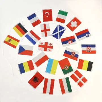Guirlande Drapeau Euro de Football 2024 10 mètres | 24 drapeaux 30x20 cm