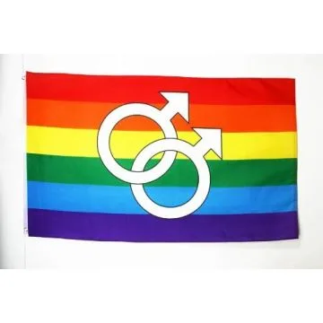 DRAPEAU ARC-EN-CIEL DOUBLE MARS 150x90cm - DRAPEAU GAY - RAINBOW - ARC EN CIEL 90 x 150 cm - DRAPEAUX