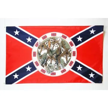 DRAPEAU SUDISTE LOUP 150x90cm - DRAPEAU REBEL - ETATS CONFÉDÉRÉS D\'AMÉRIQUE 90 x 150 cm - DRAPEAUX