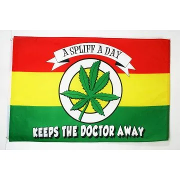 Drapeau Marijuana A spliff a day 150x90cm - Drapeau rasta 90 x 150 cm - Drapeaux