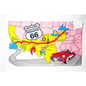 DRAPEAU USA ROUTE 66 150x90cm - DRAPEAU AMÉRICAIN - ETATS-UNIS 90 x 150 cm - DRAPEAUX