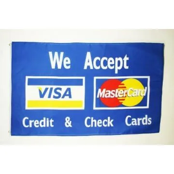 DRAPEAU VISA MASTERCARD 150x90cm - DRAPEAU COMMERÇANT - CARTE BANCAIRE 90 x 150 cm - DRAPEAUX