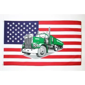 DRAPEAU USA AVEC CAMION 150x90cm - DRAPEAU AMÉRICAIN - ETATS-UNIS 90 x 150 cm - DRAPEAUX
