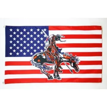 DRAPEAU USA AVEC CHEVAL 150x90cm - DRAPEAU AMÉRICAIN - ETATS-UNIS 90 x 150 cm - DRAPEAUX
