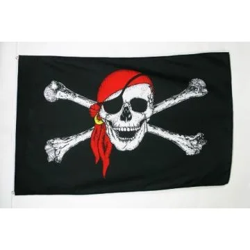 DRAPEAU PIRATE TÊTE DE MORT 150x90cm - DRAPEAU CORSAIRE 90 x 150 cm - DRAPEAUX