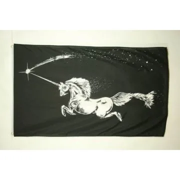 DRAPEAU LICORNE NOIRE 150x90cm - DRAPEAU LICORNE 90 x 150 cm - DRAPEAUX