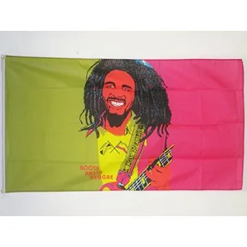 DRAPEAU BOB MARLEY GUITARE 150x90cm - DRAPEAU JAMAÏCAIN - JAMAÏQUE 90 x 150 cm - DRAPEAUX