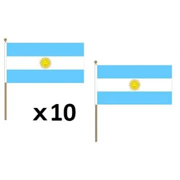 DRAPEAU ARGENTINE 45x30cm HAMPE en bois - LOT DE 10 DRAPEAUX ARGENTIN 30 x 45 cm