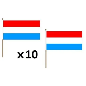 DRAPEAU LUXEMBOURG 45x30cm HAMPE en bois - LOT DE 10 DRAPEAUX LUXEMBOURGEOIS 30 x 45 cm