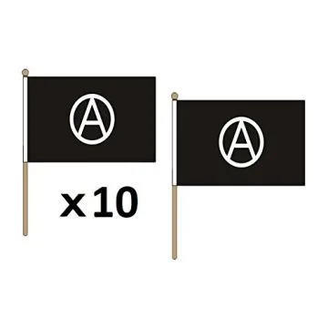 DRAPEAU ANARCHIE 45x30cm HAMPE en bois - LOT DE 10 DRAPEAUX ANARCHIQUE 30 x 45 cm