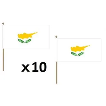 DRAPEAU CHYPRE 45x30cm HAMPE en bois - LOT DE 10 DRAPEAUX CHYPRIOTE 30 x 45 cm