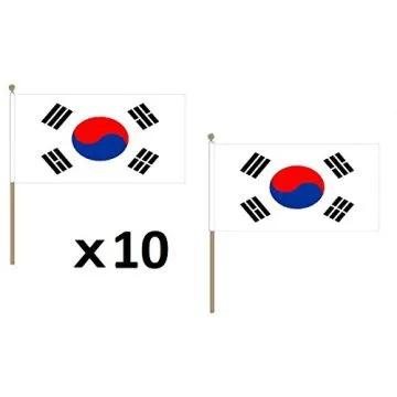 DRAPEAU CORÍ?E DU SUD 45x30cm HAMPE en bois - LOT DE 10 DRAPEAUX CORÍ?EN 30 x 45 cm