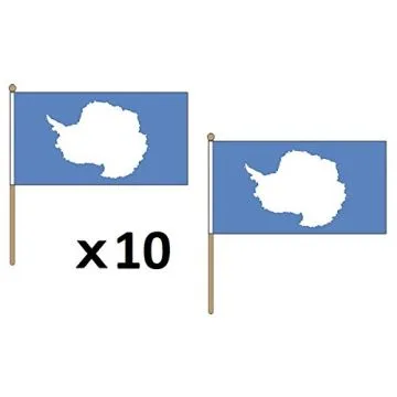 DRAPEAU ANTARTIQUE 45x30cm HAMPE en bois - LOT DE 10 DRAPEAUX ANTARTIQUE 30 x 45 cm
