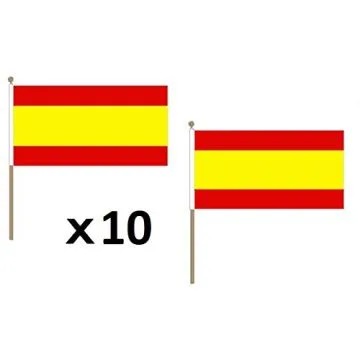 DRAPEAU ESPAGNE SANS ARMOIRIES 45x30cm HAMPE en bois - LOT DE 10 DRAPEAUX ESPAGNOL 30 x 45 cm