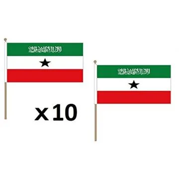 DRAPEAU SOMALILAND 45x30cm HAMPE en bois - LOT DE 10 DRAPEAUX SOMALI 30 x 45 cm