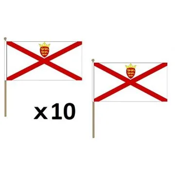 DRAPEAU JERSEY 45x30cm HAMPE en bois - LOT DE 10 DRAPEAUX ANGLAIS - ROYAUME-UNI 30 x 45 cm