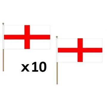 DRAPEAU ANGLETERRE 45x30cm HAMPE en bois - LOT DE 10 DRAPEAUX ANGLAIS 30 x 45 cm
