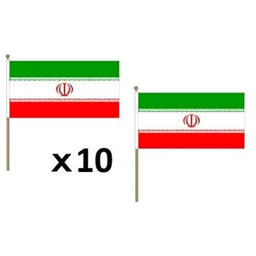 DRAPEAU IRAK 45x30cm HAMPE en bois - LOT DE 10 DRAPEAUX IRAKIEN 30 x 45 cm