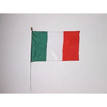 DRAPEAU ITALIE 45x30cm HAMPE blanche - LOT DE 10 DRAPEAUX ITALIEN 30 x 45 cm