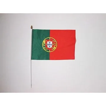 DRAPEAU PORTUGAL 45x30cm HAMPE blanche - LOT DE 10 DRAPEAUX PORTUGAIS 30 x 45 cm