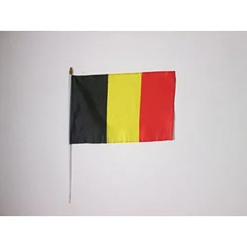 DRAPEAU BELGIQUE 45x30cm HAMPE blanche - LOT DE 10 DRAPEAUX BELGE 30 x 45 cm