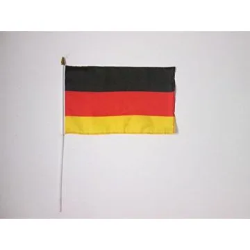 DRAPEAU ALLEMAGNE 45x30cm HAMPE blanche - LOT DE 10 DRAPEAUX ALLEMAND 30 x 45 cm