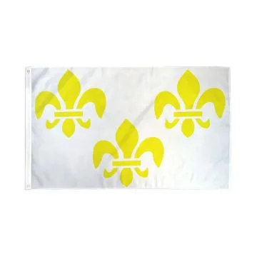 DRAPEAU 3 FLEUR DE LYS BLANC ET OR 150x90cm - DRAPEAU ROYAUME DE FRANCE 90 x 150 cm - DRAPEAUX