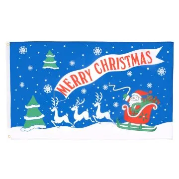 DRAPEAU JOYEUX NOEL BLEU 150x90cm - DRAPEAU MERRY CHRISTMAS 90 x 150 cm - DRAPEAUX