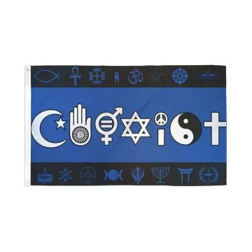 DRAPEAU VIVRE ENSEMBLE 150x90cm - DRAPEAU RELIGIEUX - COEXIST 90 x 150 cm - DRAPEAUX
