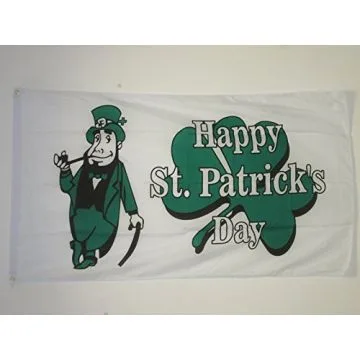 DRAPEAU HAPPY SAINT PATRICK\'S DAY 150x90cm - DRAPEAU IRLANDAIS - IRLANDE - ST PADDY?S DAY 90 x 150 cm - DRAPEAUX