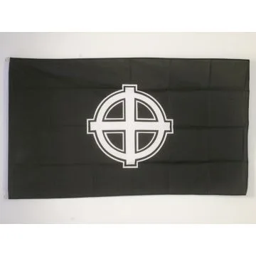 DRAPEAU CROIX CELTIQUE NOIRE 150x90cm - DRAPEAU CROIX NIMBÉE - CHRISTIANNISME 90 x 150 cm - DRAPEAUX