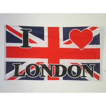 DRAPEAU I LOVE LONDON 150x90cm - DRAPEAU ANGLAIS - UK - LONDRES - ROYAUME-UNI 90 x 150 cm - DRAPEAUX