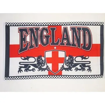 DRAPEAU ANGLETERRE 2 LIONS 150x90cm - DRAPEAU ANGLAIS - SAINT GEORGES 90 x 150 cm - DRAPEAUX