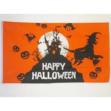 DRAPEAU HALLOWEEN ORANGE 150x90cm - DRAPEAU HAPPY HALLOWEEN 90 x 150 cm - DRAPEAUX