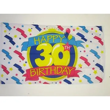 DRAPEAU JOYEUX ANNIVERSAIRE 30 ANS 150x90cm - DRAPEAU HAPPY BIRTHDAY 90 x 150 cm - DRAPEAUX