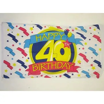 DRAPEAU JOYEUX ANNIVERSAIRE 40 ANS 150x90cm - DRAPEAU HAPPY BIRTHDAY 90 x 150 cm - DRAPEAUX