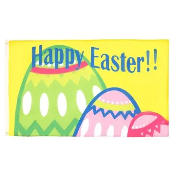 DRAPEAU JOYEUSES PÂQUES 150x90cm - DRAPEAU HAPPY EASTER 90 x 150 cm - DRAPEAUX