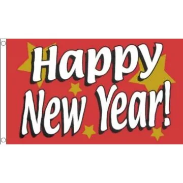 DRAPEAU BONNE ANNÉE 150x90cm - DRAPEAU HAPPY NEW YEAR - NOUVEL AN 90 x 150 cm - DRAPEAUX