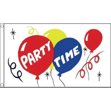 DRAPEAU C\'EST LA FÊTE 150x90cm - DRAPEAU PARTY TIME 90 x 150 cm - DRAPEAUX