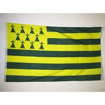 DRAPEAU BRETAGNE MELEN HA GWER 150x90cm - DRAPEAU BRETON JAUNE ET VERT - NANTES 90 x 150 cm - DRAPEAUX